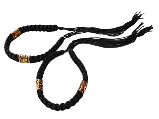 Muay Thai Pra jiad Armbands Armbindel : Thailändsk stil Svart