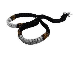 Muay Thai Pra jiad Armbands Armbindel : Thailändsk stil Svart-Silver