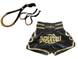 Mongkol Prajead set med Muay Thai Shorts: Set-Mongkol-ThaiStyle-Svart-Guld-121-Svart