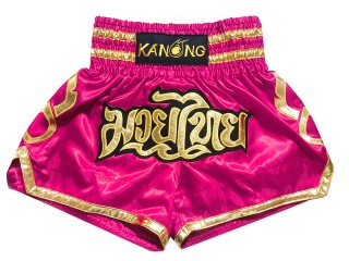 KANONG Muay Thai Shorts Sverige för barn : KNS-121-Mörkrosa-K