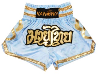 KANONG Muay Thai Shorts Sverige för barn : KNS-121-Ljusblå-K