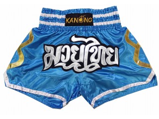 KANONG Muay Thai Shorts Sverige för barn : KNS-143-Himmelblå-K