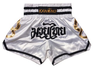 KANONG Muay Thai Shorts Sverige för barn : KNS-143-Vit-K