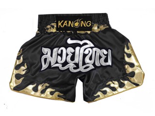 KANONG Muay Thai Shorts Sverige för barn : KNS-145-Svart-K