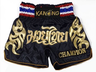 Designa egna Muay Thai Shorts Thaiboxnings Shorts : KNSCUST-1206 Svart