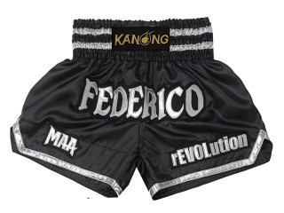 Designa egna Muay Thai Shorts Thaiboxnings Shorts : KNSCUST-1215 Svart