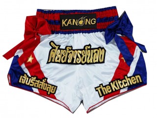 Designa egna Muay Thai Shorts Thaiboxnings Shorts : KNSCUST-1222 Vit