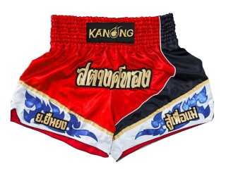 Designa egna Muay Thai Shorts Thaiboxnings Shorts : KNSCUST-1231 Röd 