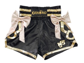 Designa egna Muay Thai Shorts Thaiboxnings Shorts : KNSCUST-1232 Svart