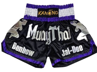 Designa egna Muay Thai Shorts Thaiboxnings Shorts : KNSCUST-1235 Svart