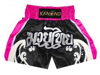 Designa egna Muay Thai Shorts Thaiboxnings Shorts : KNSCUST-1236 Svart