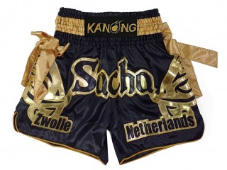 Designa egna Muay Thai Shorts Thaiboxnings Shorts : KNSCUST-1239 Svart